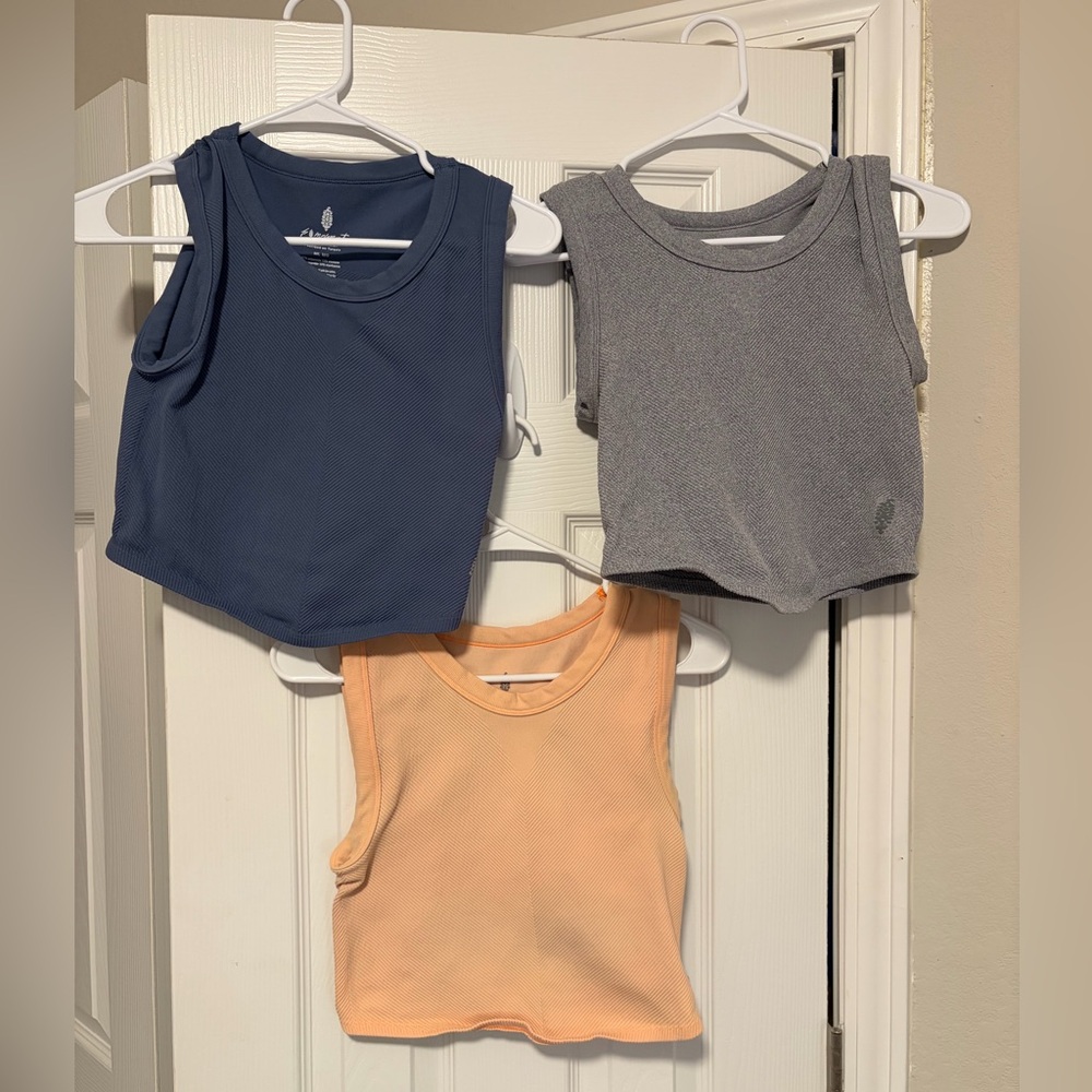 FP Movement by Free People Ribbed Tank Trio - Navy, Gray, Peach
